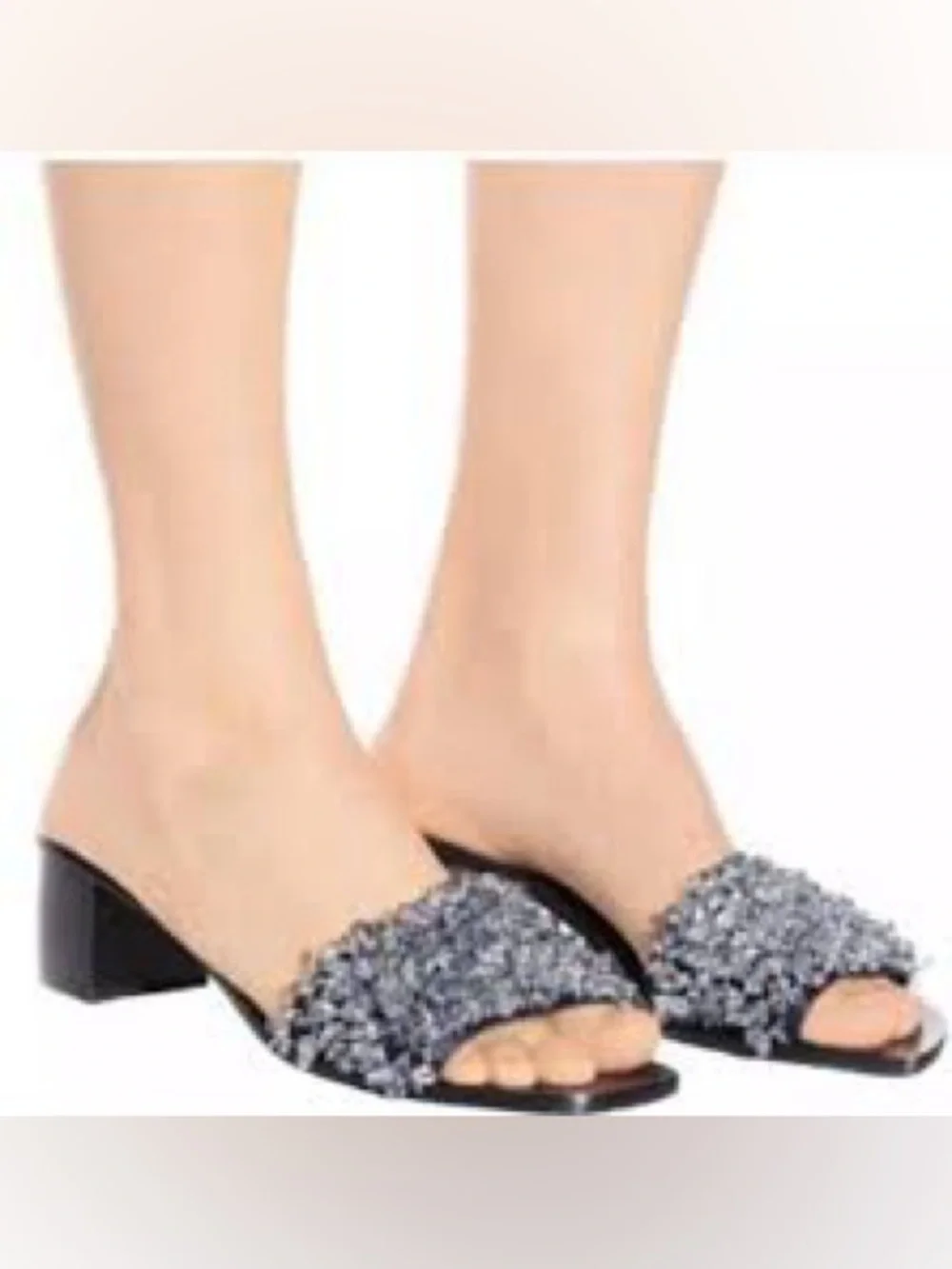 Tory Burch Embellished Blue Slide Sandal with Crystal Accent